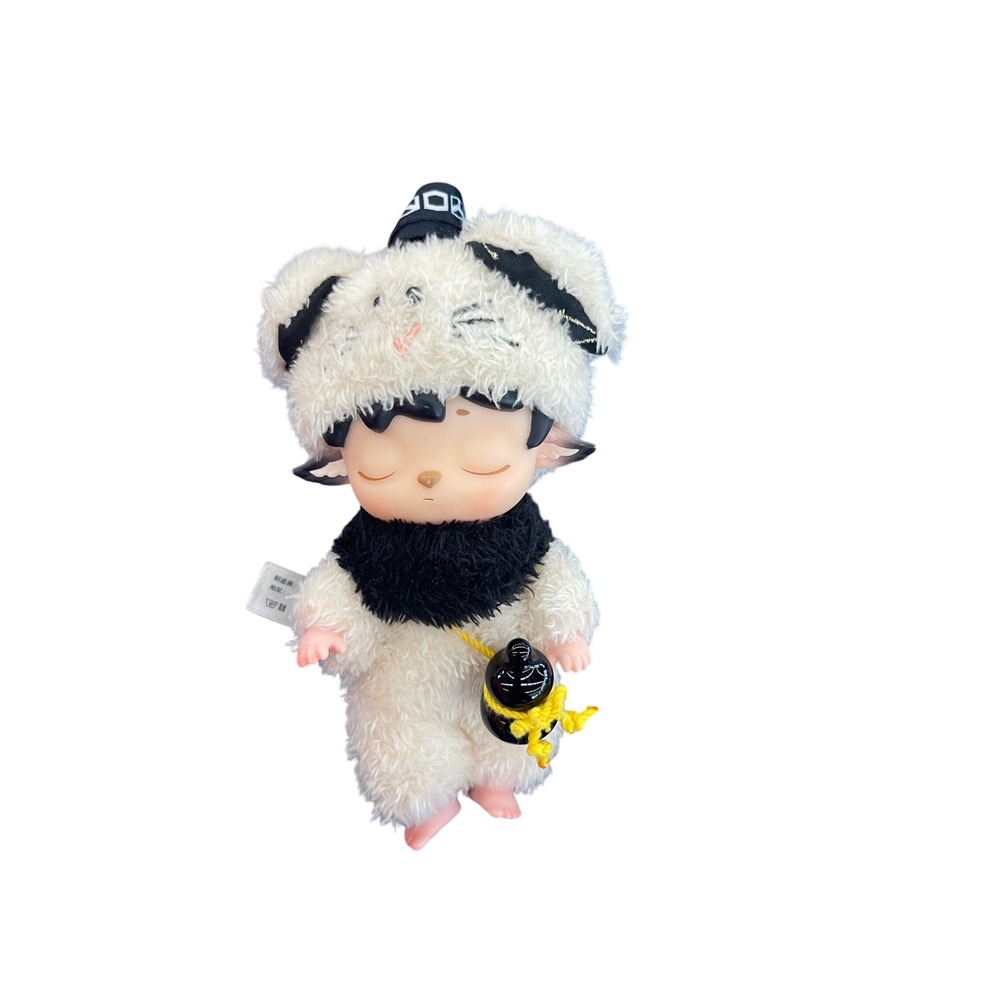 Pop Mart Dimoo Animal Kingdom Series Plush Keychain White Cat Costume Art Toy